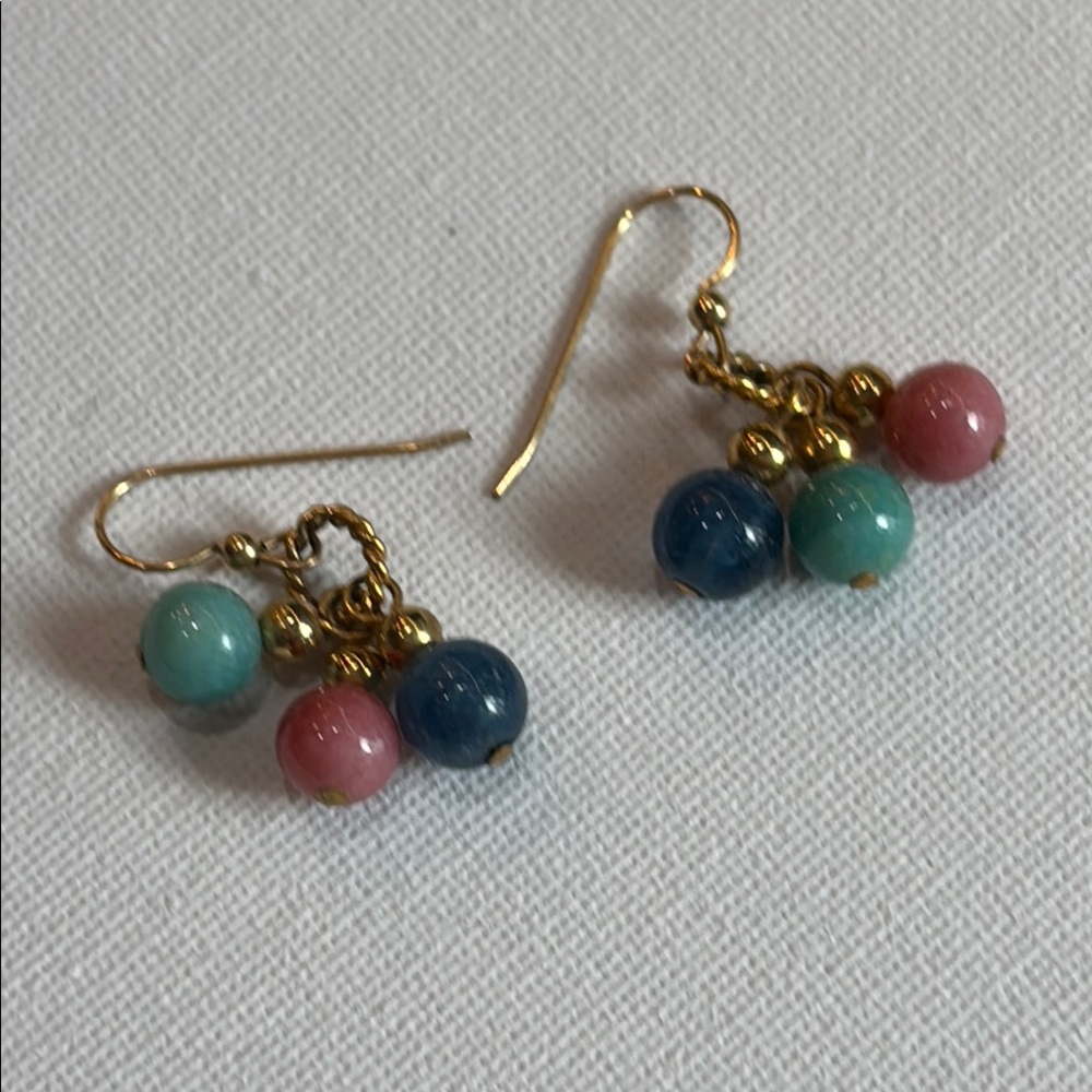 Earrings-gold, blue, green, pink